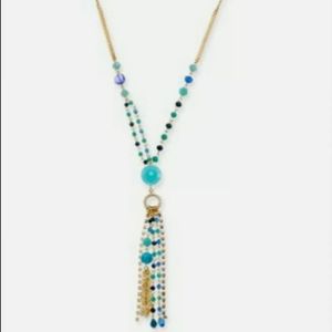 NWOT Gold Tone Multi Beaded Tassel Pendant, INC
